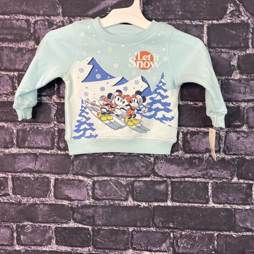 Disney Junior 12 Month Mickey Mouse Mickey Minnie Skiing Mtn Pullover Sweatshirt