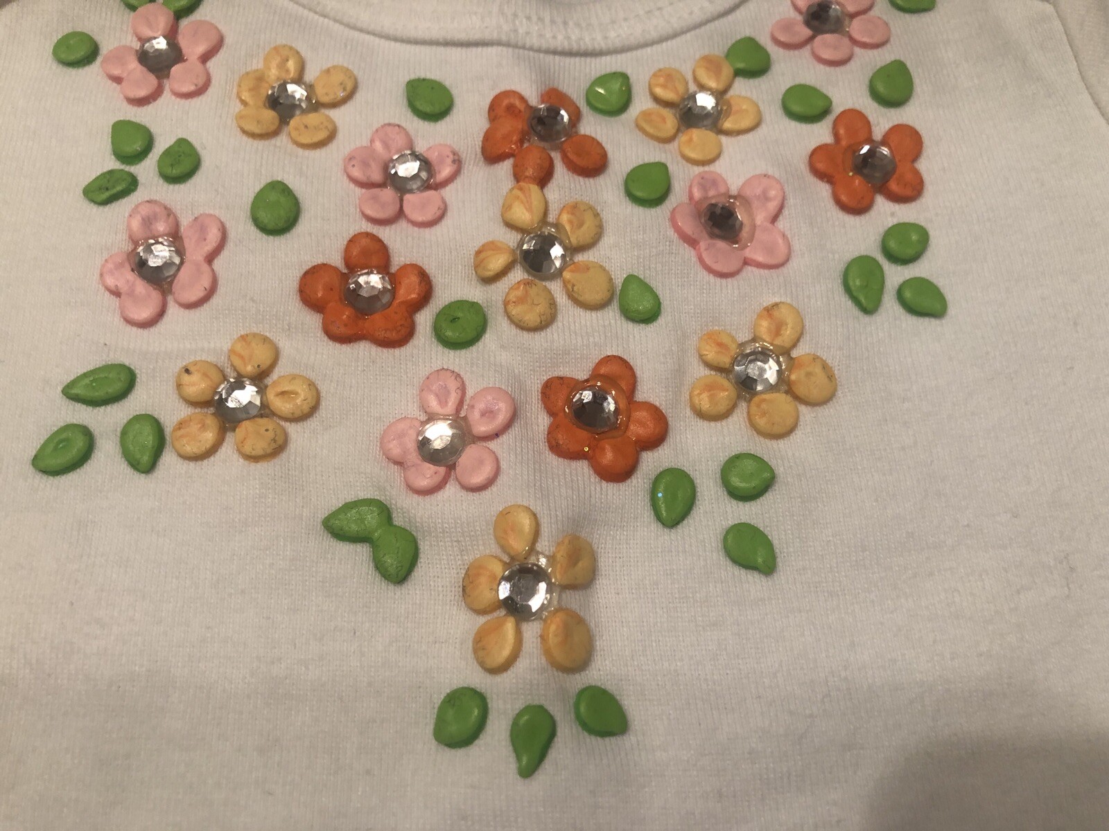NWT $115 HAND PAINTED DENIM/ TOP SET W/ RHINESTONES SZ 12 MONTHS