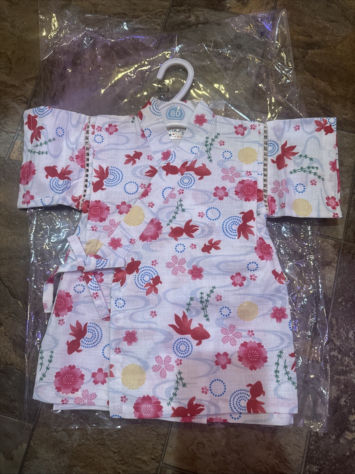 Girls jinbei – Gold fish and Sakura Size80 Size 12-24 Month Toddler