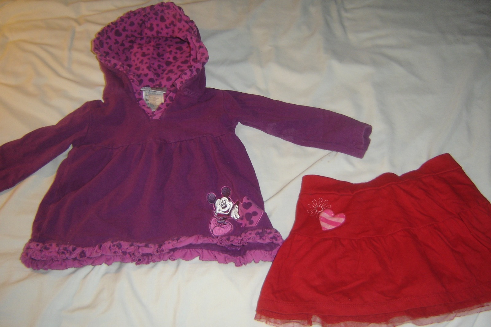 Disney ~ Tunic w/Hood Mickey & Skort with Heart Cotton Knit/Spandex 3T
