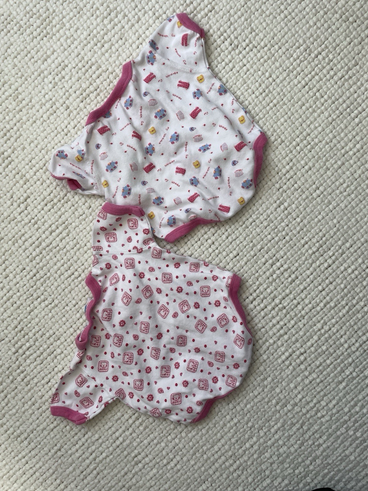 Vtg 90s Small Steps Baby Girl Pink Snap Onsies Set Of 2 Newborn 0-3 Months