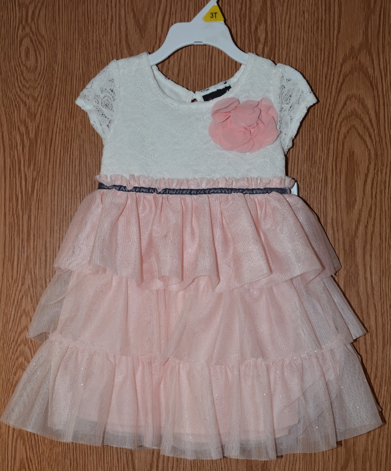 Girls Pretty Ivory Pink Girls Rule Cap Sleeve Dress Size 3T NWT NEW