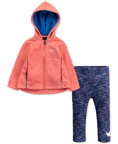Nike Baby Girls 2-Pc. Therma Fleece Zip Hoodie & Dri-fit Leggings Set Reg $44.00