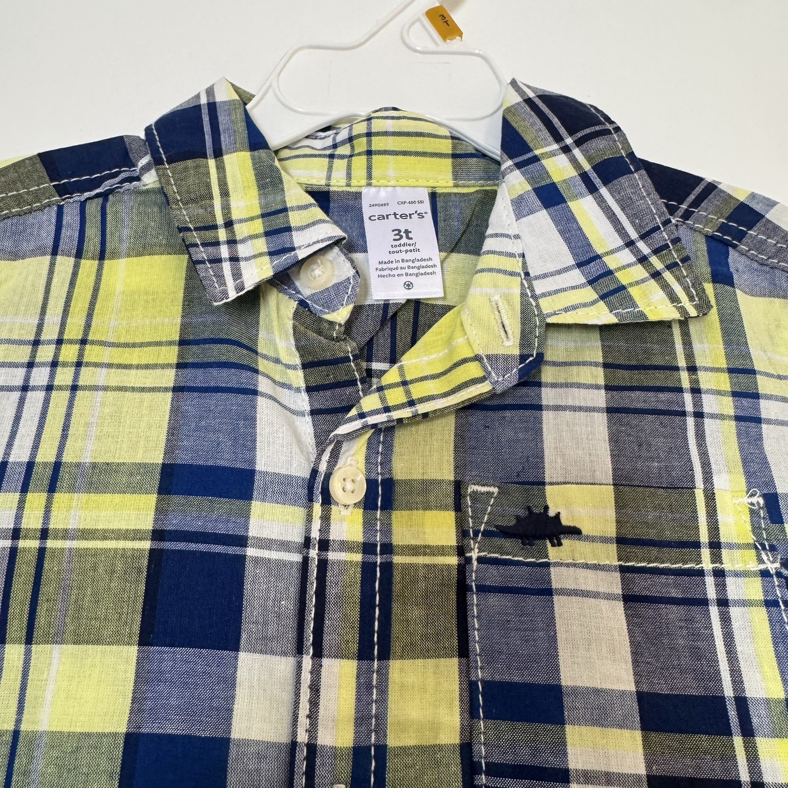 Carter’s Boys 3T 2pc Plaid Woven Cotton Button-Up Shirt & Shorts Set Preppy