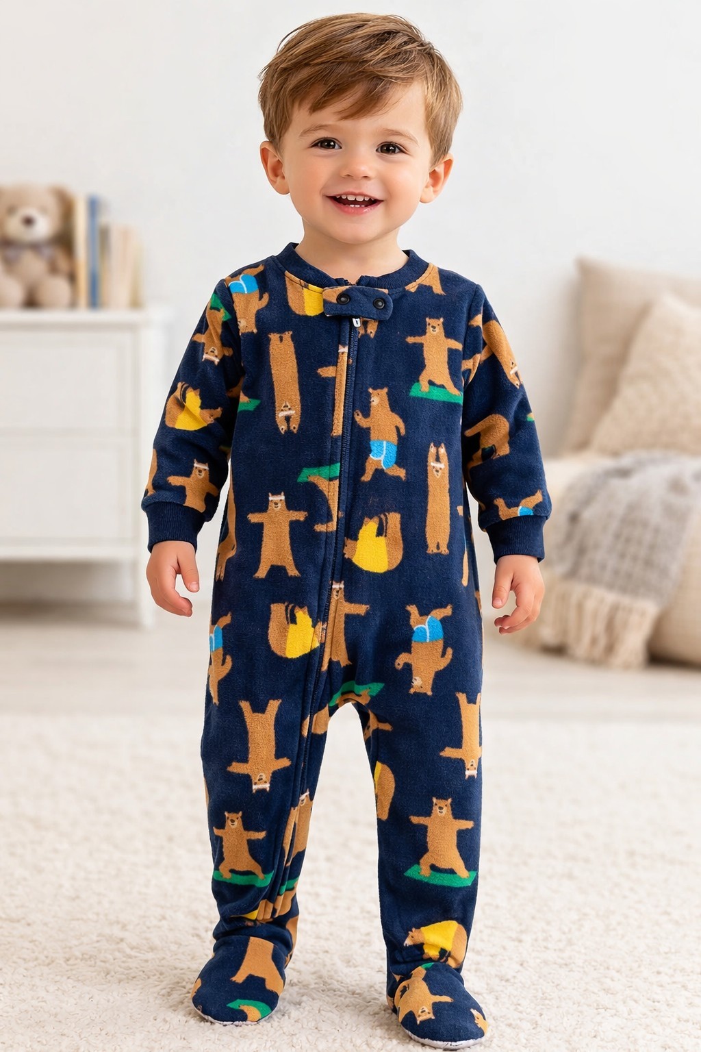 Carter’s Toddler Boys’ 1 Piece Bear Fleece Footed PJs 2T
