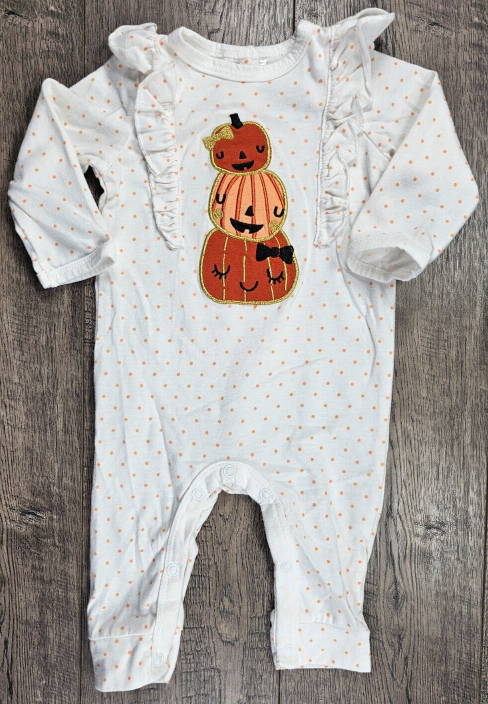 Baby Girl Clothes Chick Pea 0-3 Month Halloween Pumpkin Ruffle Outfit