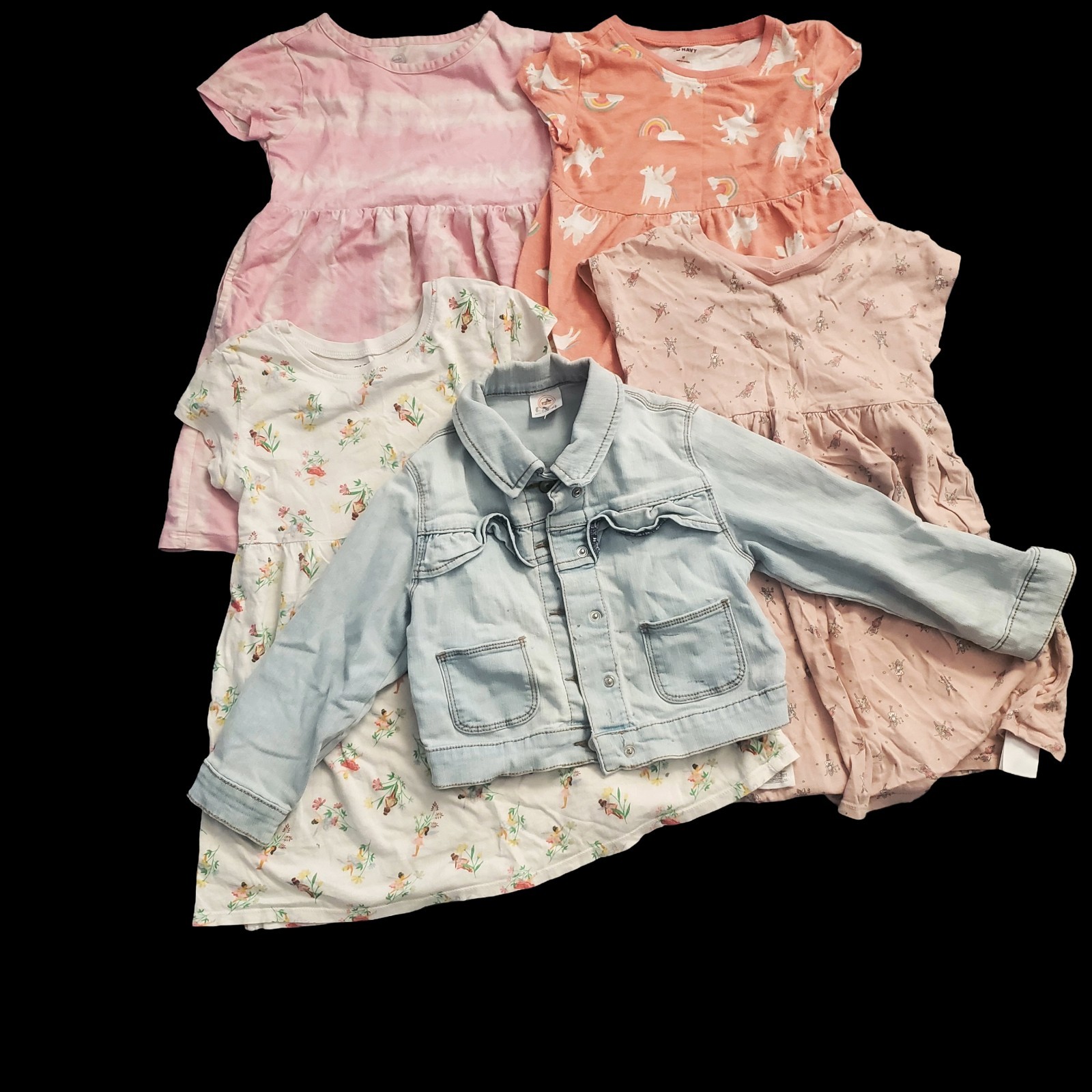 Old Navy Girls 5 Piece Dress & Jacket Set Spring Summer Floral Unicorn