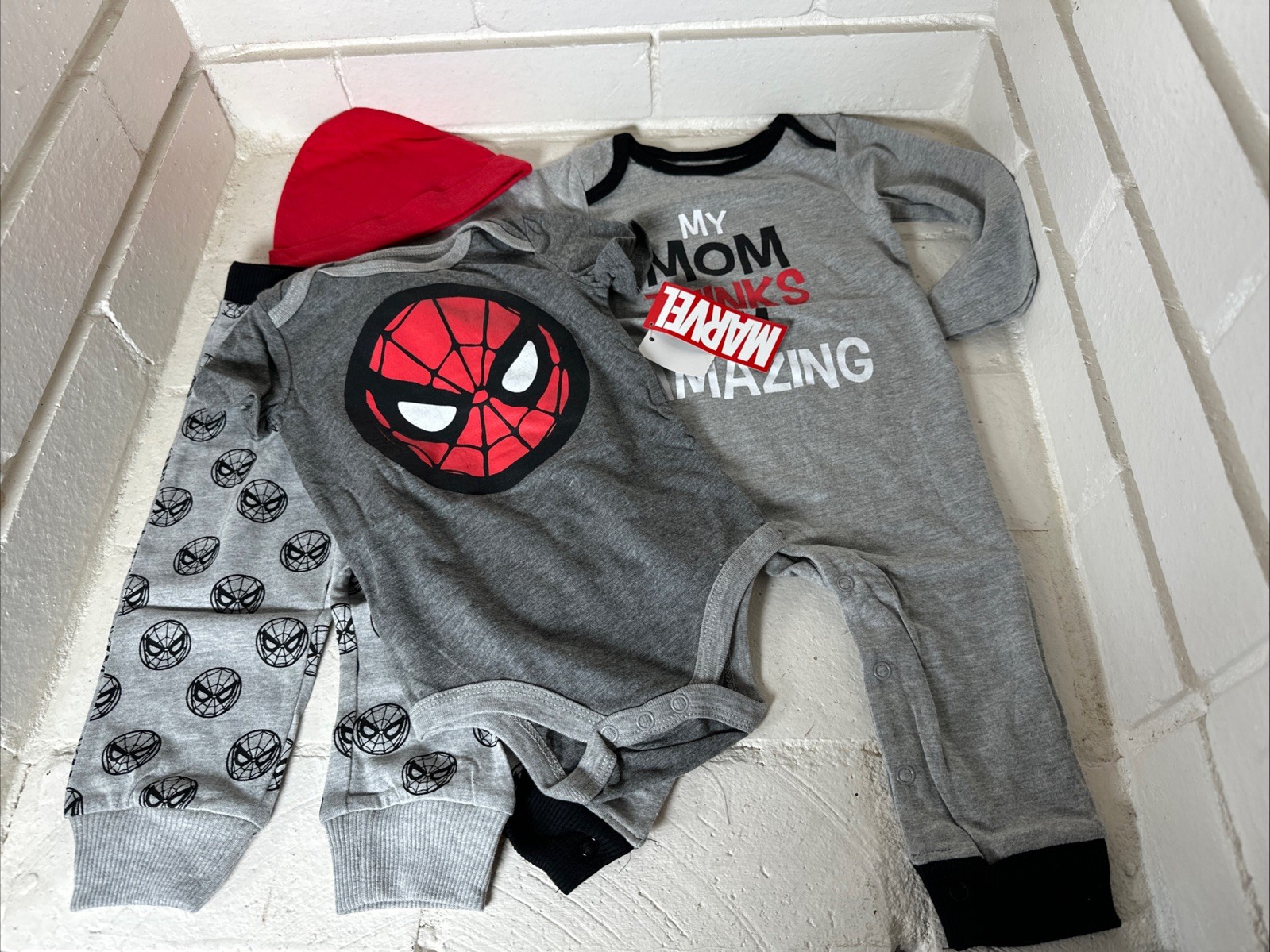 4 Piece Baby Boy Marvel Spider-Man Set- Black Red And Grey- 12 Month