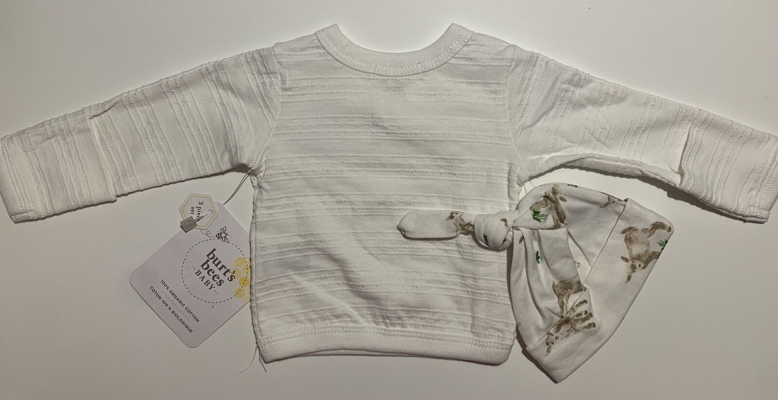 NEW Burt’s Bees Baby 3-Piece Organic Cotton Take Me Home Set Size Preemie Goat