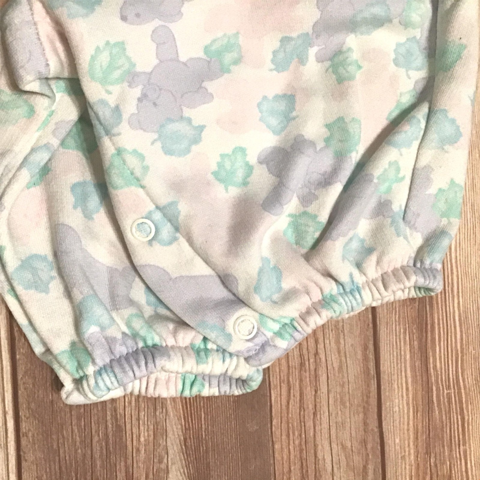 OshKosh B’Gosh Vintage Bunnies & Bears 6-9 Mos. Pastel Bubble Romper Made in USA
