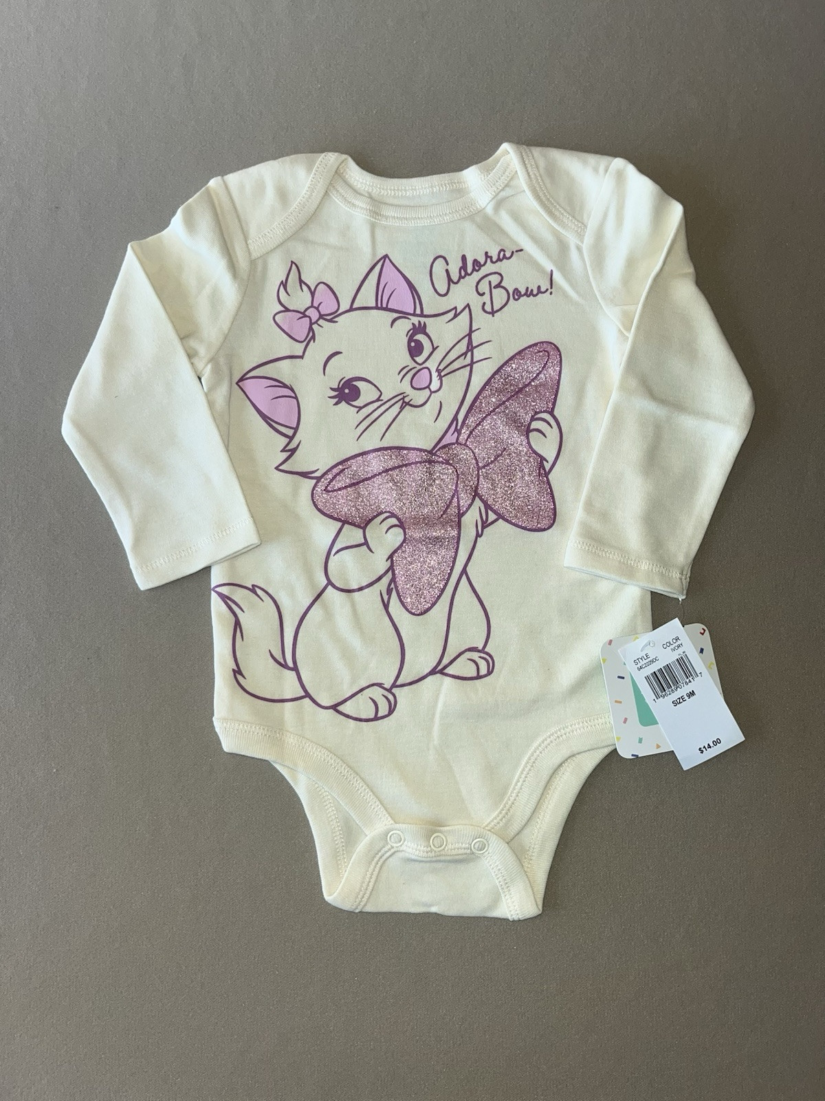 Disney Baby Girls Aristocats “Marie” 9 Months One-Piece Bodysuit, New With Tags