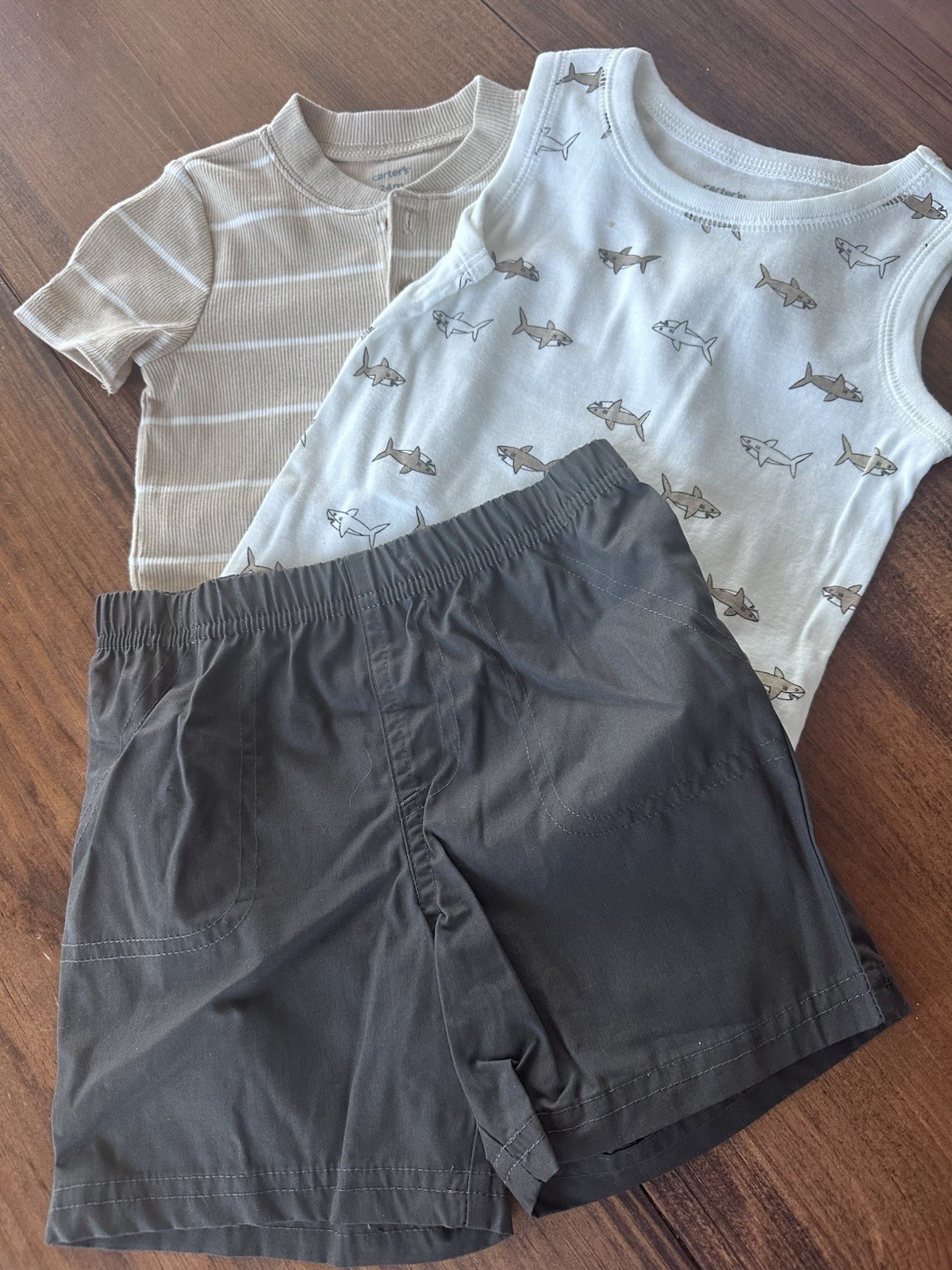 Carter’s Baby Boy 24 Months 3 Pc Spring Summer Outfit Set Browns & White $28.00.