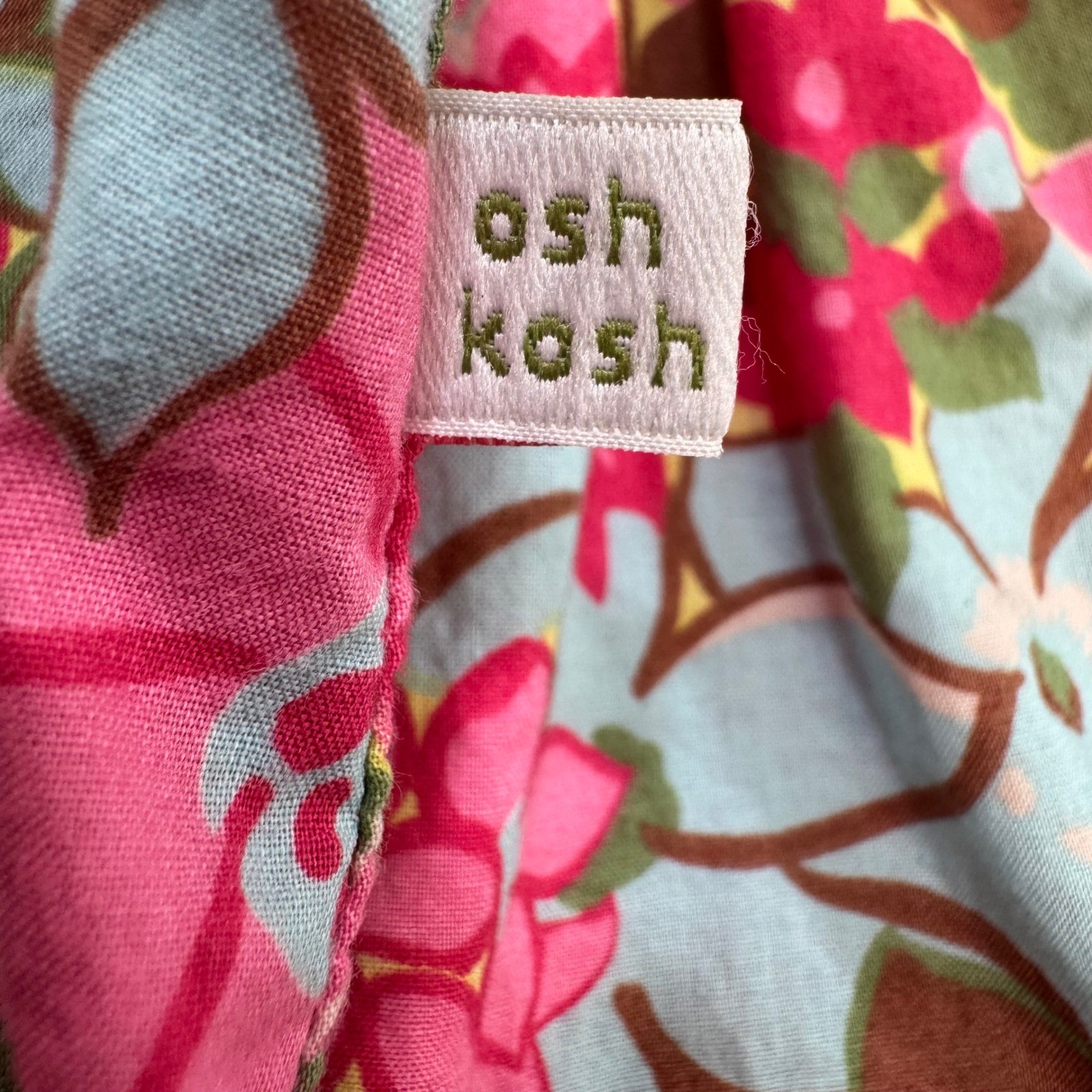 VTG OshKosh Floral Top Bloomers Set Baby Girl 12M Pink Blue 100% Cotton Vintage