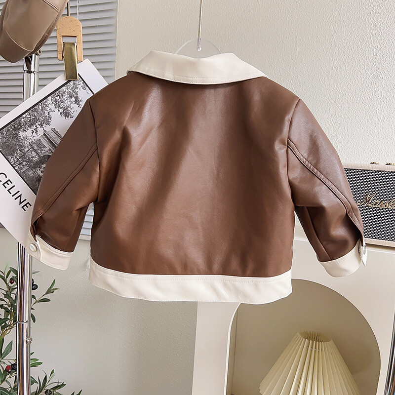 Baby Girl Faux Leather Clothes Set Jacket+Skirt 2PCS autumn Outfit Clothe
