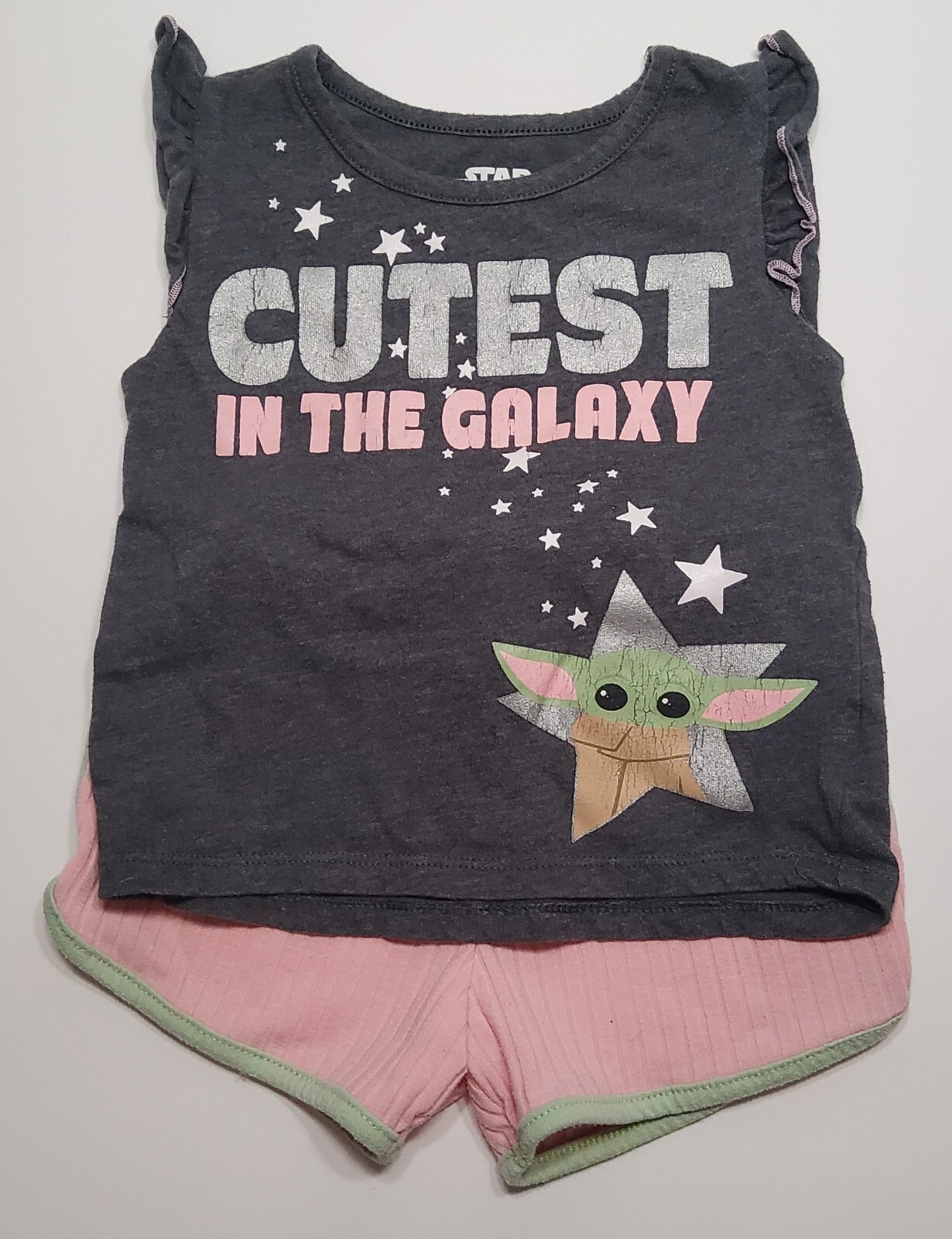 Star Wars Grogu Cutest in the Galaxy Girls Top & Pink Shorts Outfit in Size 3T
