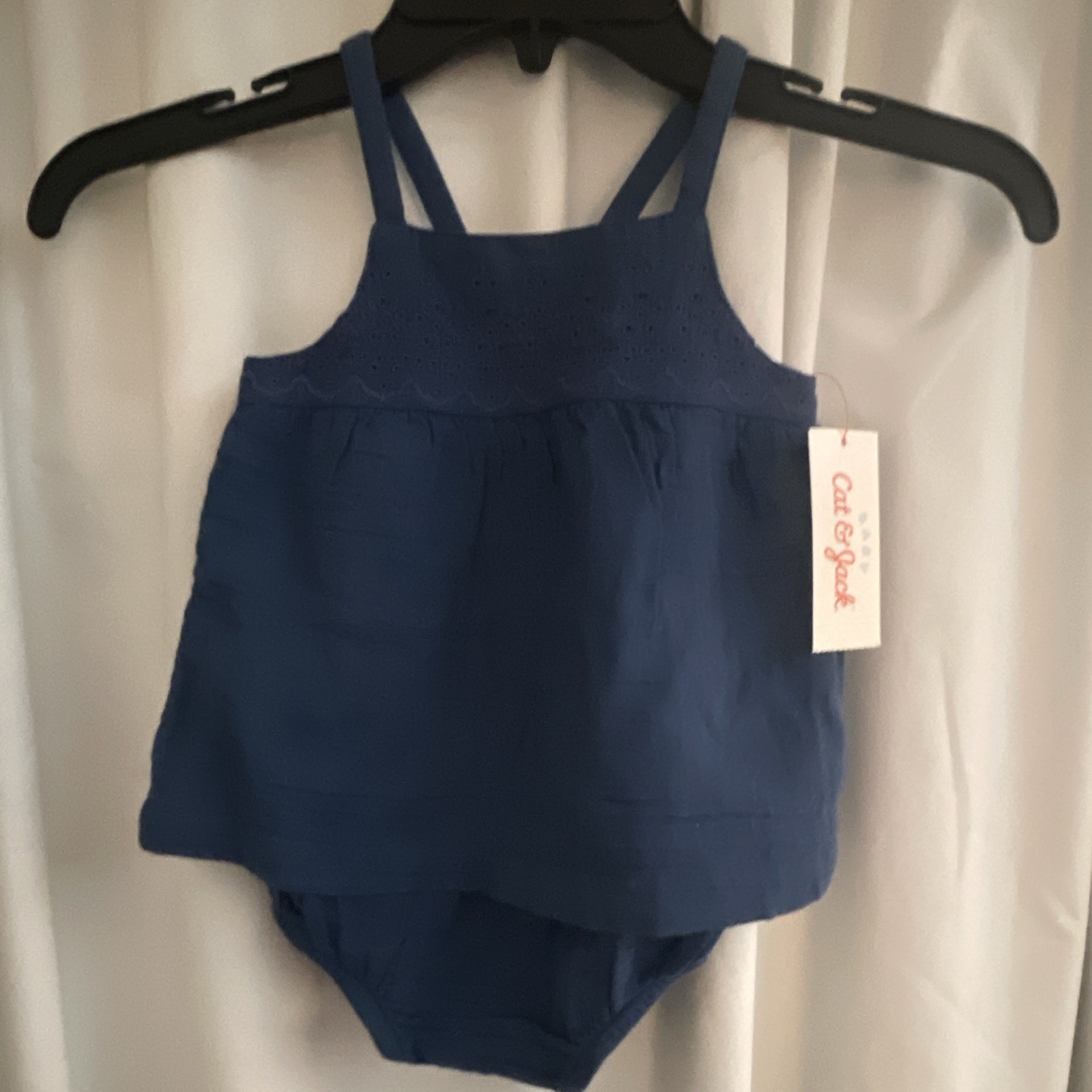 Cat & Jack Baby 2-Piece Outfit Set Top & Bottom Blue Sleeveless Cotton 18M