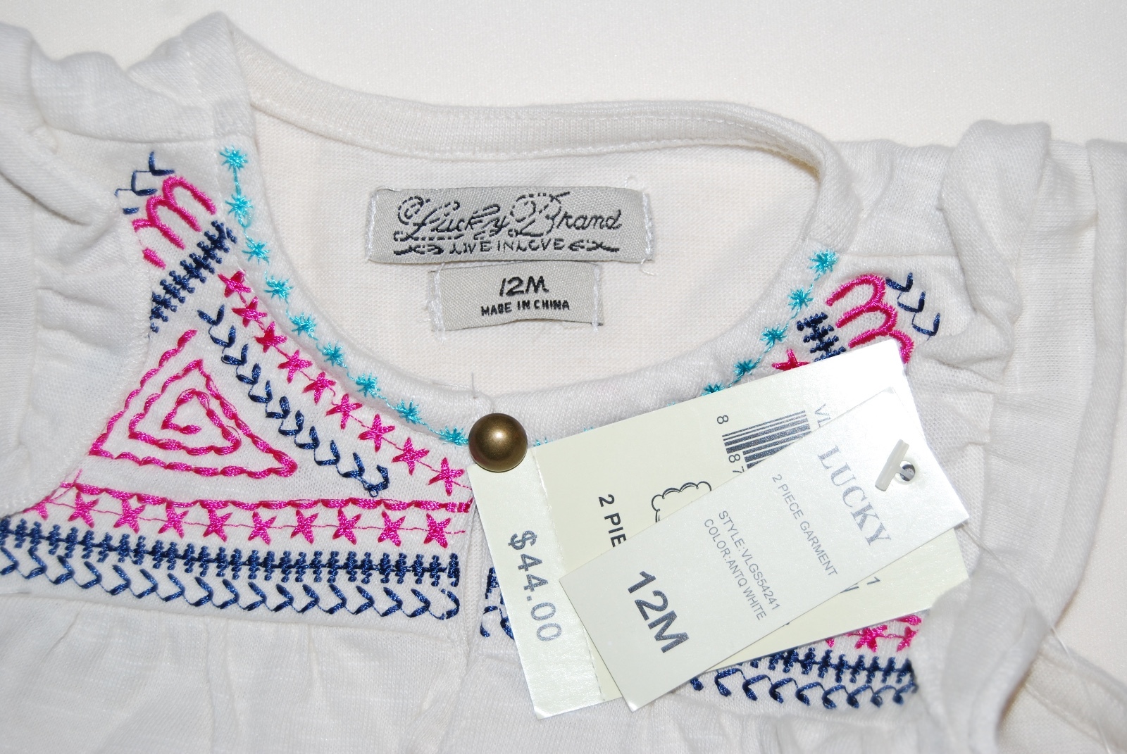 NWT Lucky Brand Infant Girls 2pc Pink Shorts & Slvls Peasant Top Set 12M 18M 24M