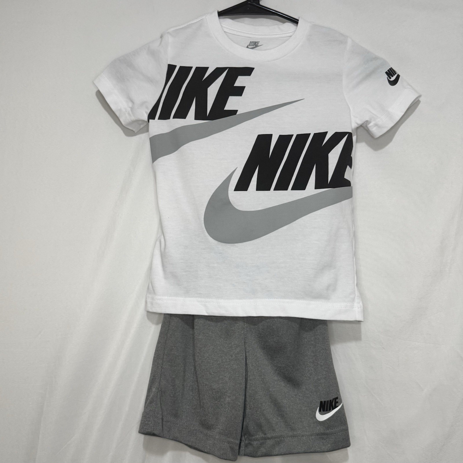 Nike White & Gray Boys Shorts Set