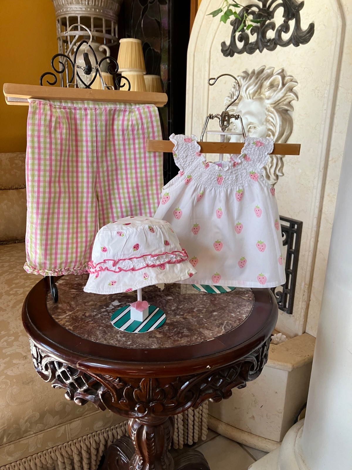 Gymboree 2001 Strawberry Fields smocked swing top Capri pants hat 6-12-18