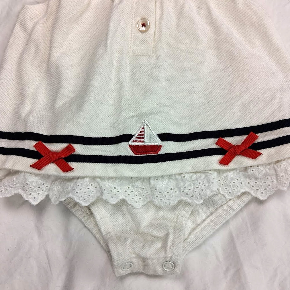Nicholas & Bears Baby Girl 0 3 Mos White Sailboat Nautical 1pc Dress Outfit Boat
