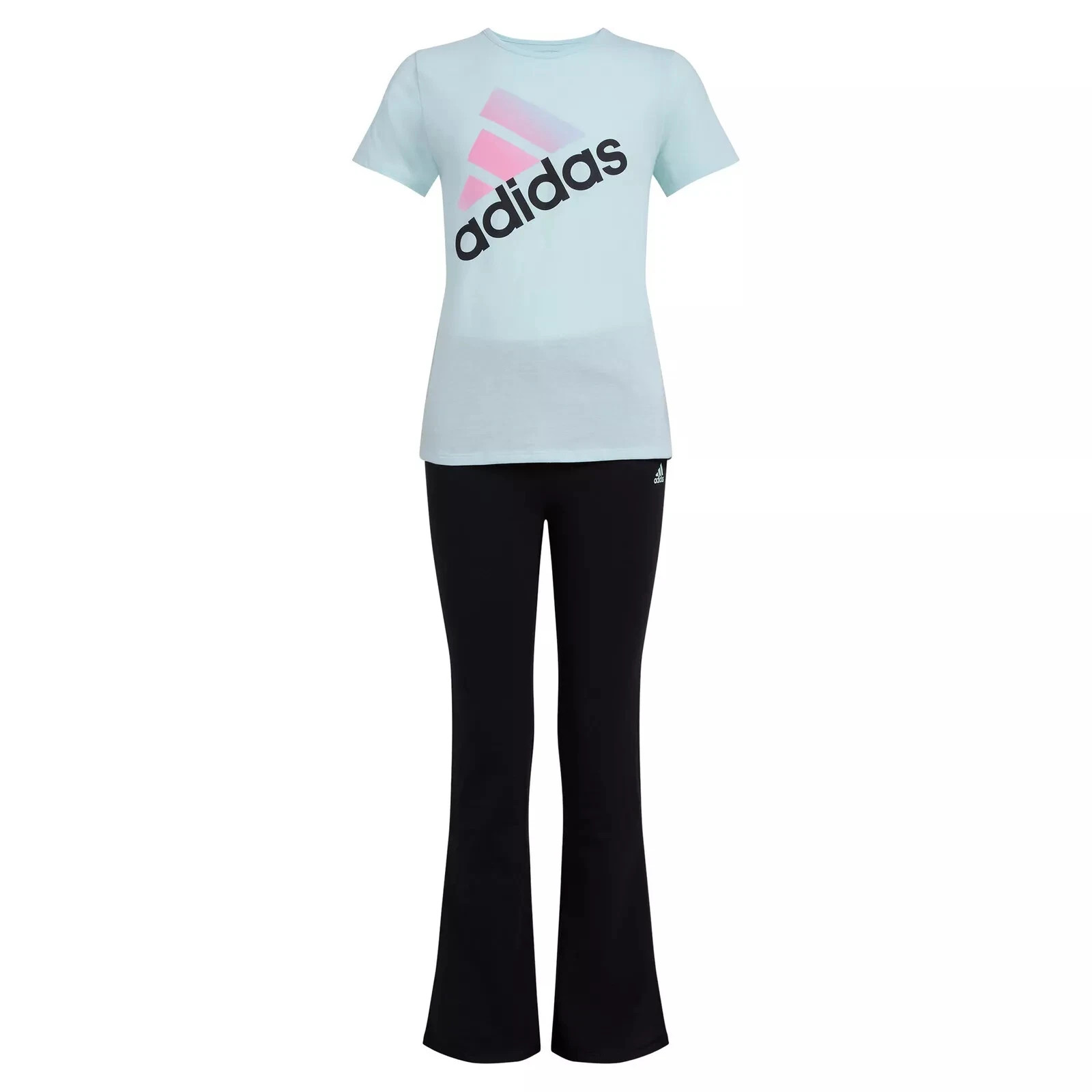 adidas Girls 2-Piece Outfit Tee & Flare Pants Youth Size XL-16 Casual Sportswear