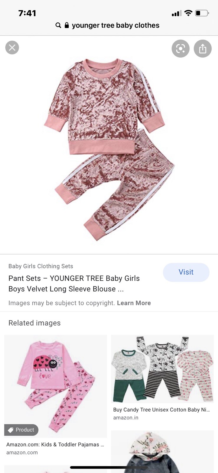 Velour Pink Baby Jogger Outfit Size 6-12 Months (girl)