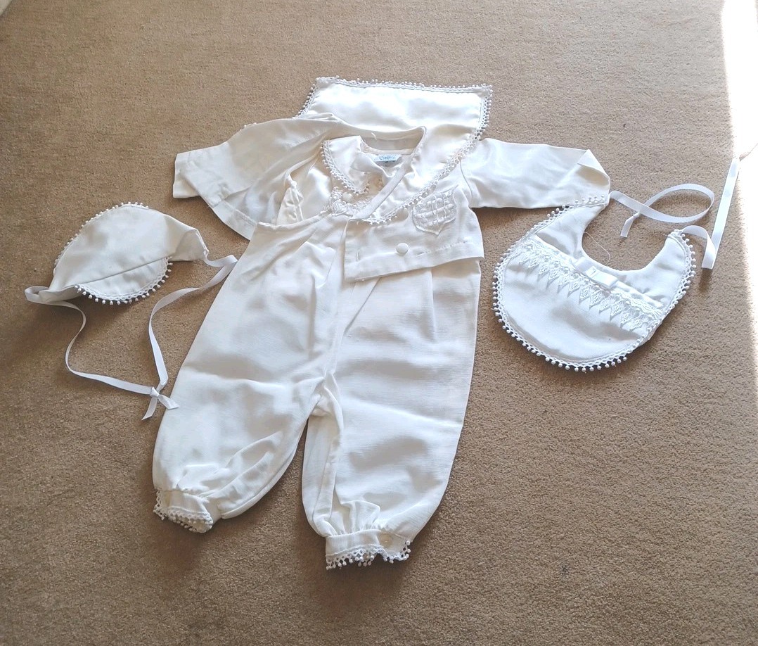 Vintage Off white Boys baptism/christening outfit (S) Susan Lee For Newest Angel