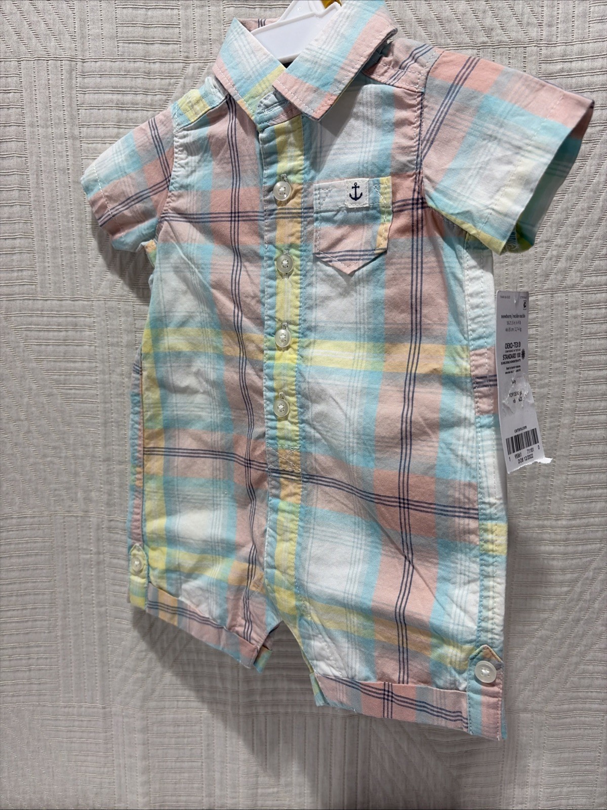 Carters Plaid One Piece Nb Cotton Short Outfit