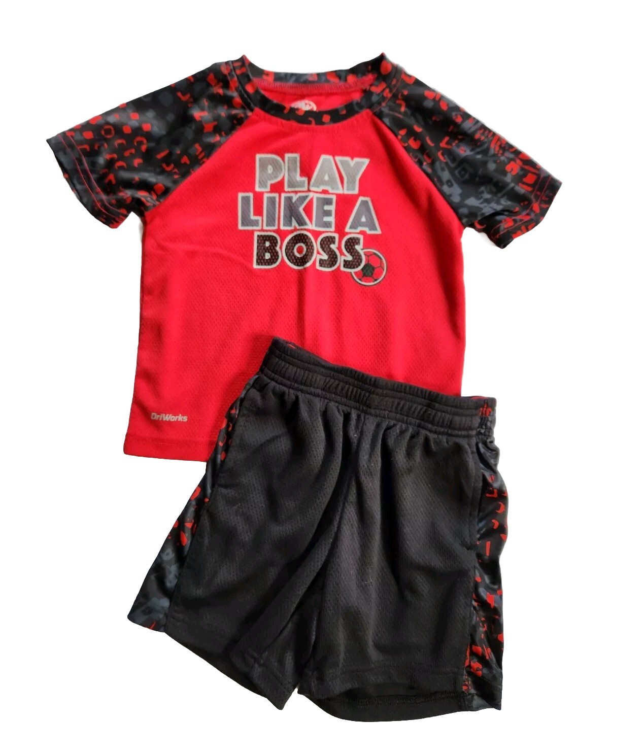 Toddler Boys Red & Black Play Like A Boss Athletic Shirt & Shorts Set Size 3T