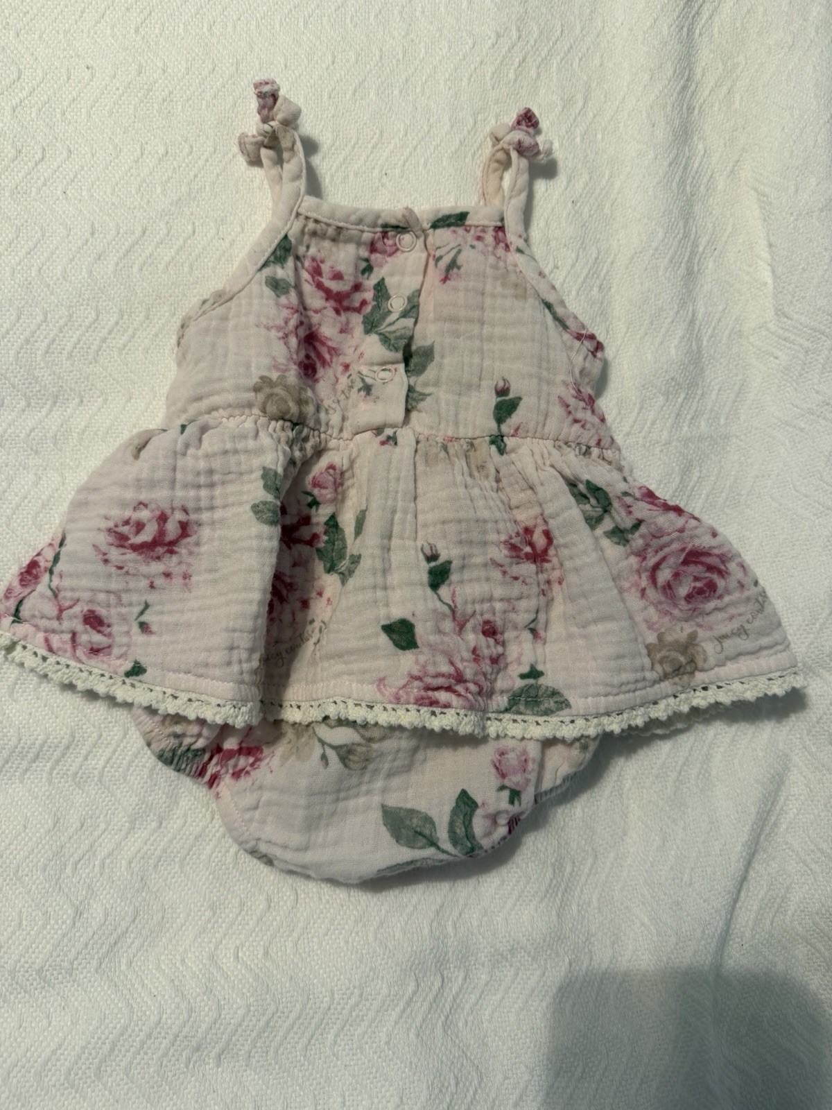 Juicy Couture Kids 100% Cotton Bubble With Skirt And Spaghet Straps, Size 0/3 Mo