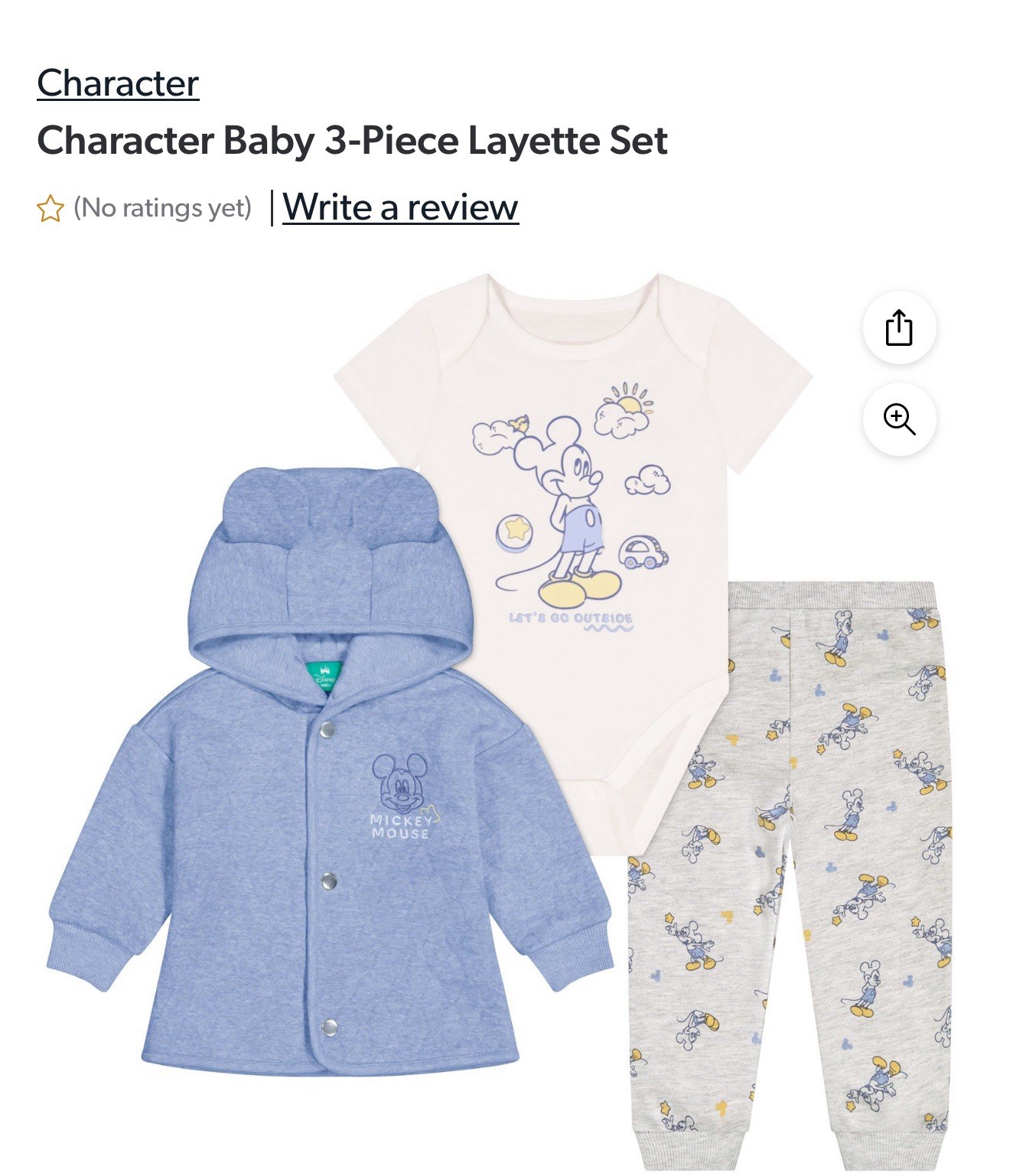 Three-piece Disney Mickey baby jogger set
