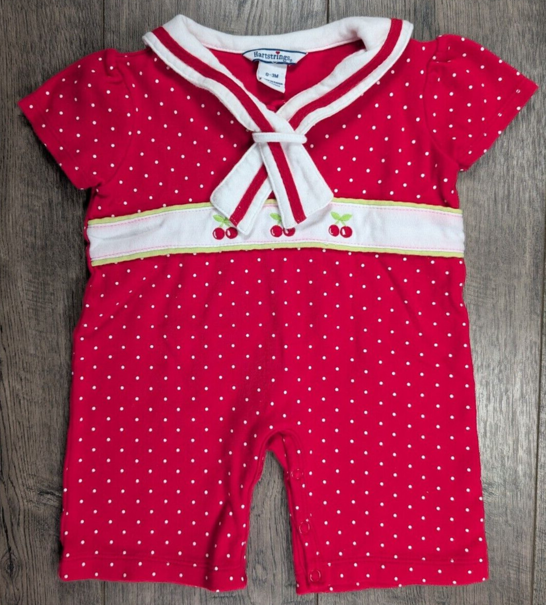 Baby Girl Clothes Hartstrings 0-3 Month Red Cheeries Outfit
