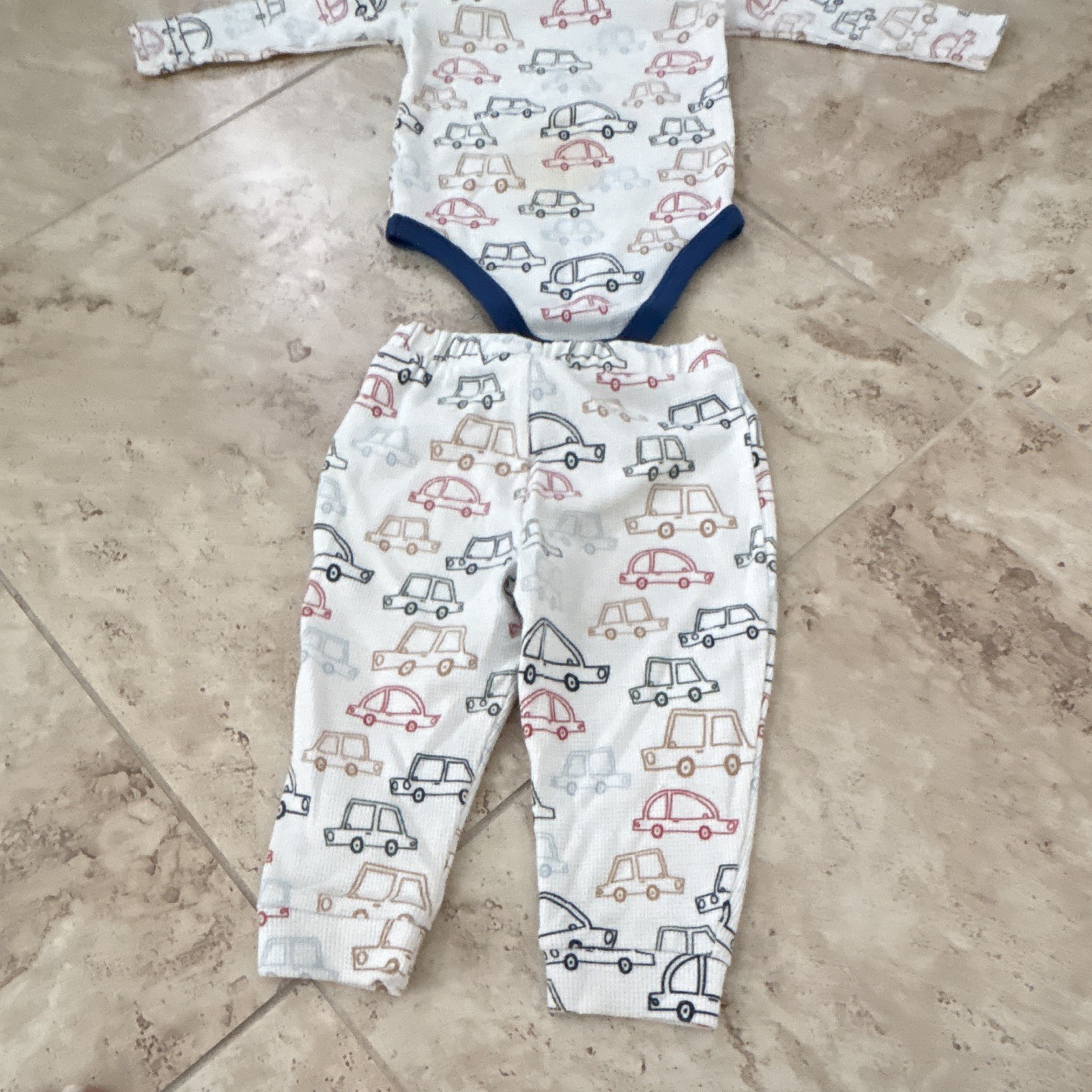 Garanimals Cars 2pc Outfit Set 12M Waffle Bodysuit & Pants Long Sleeve