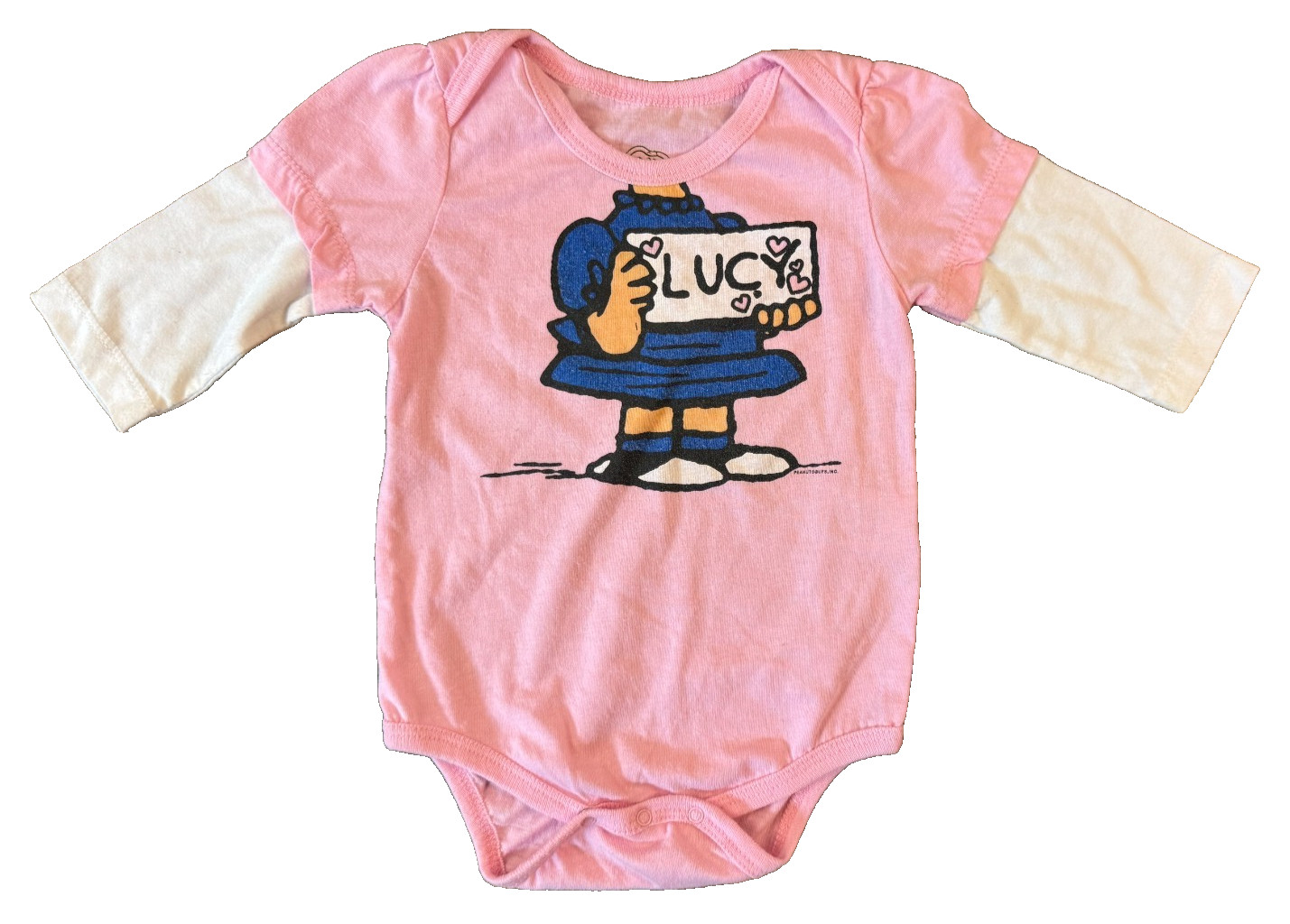 Peanuts Snoopy Baby Girl 6 Months Bodysuit Lucy Long Sleeved Shirt Top Pink Tee