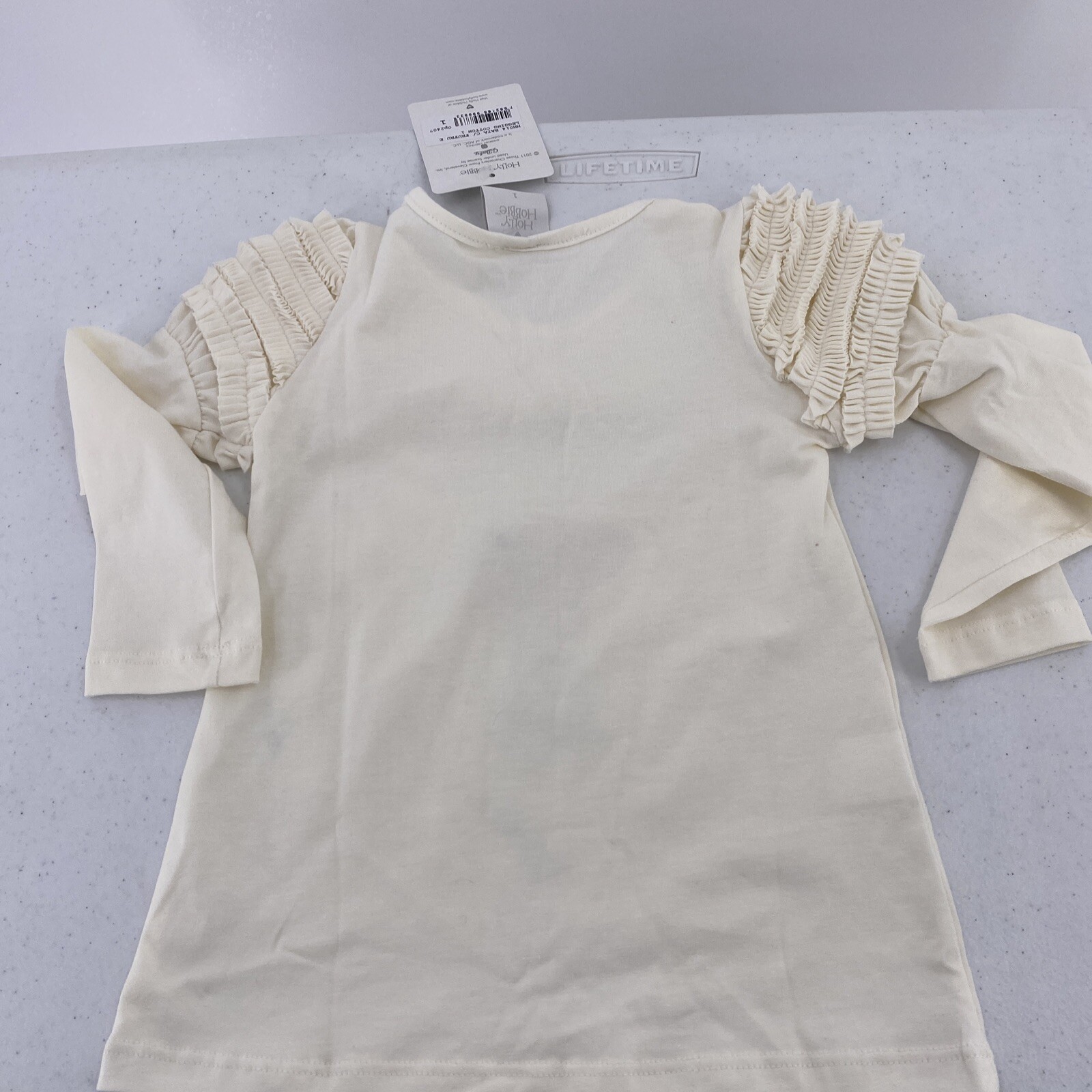 Vtg Holly Hobbie Baby Outfit Girls 12-18 Mo Top Leggings Cream Blue Ruffles