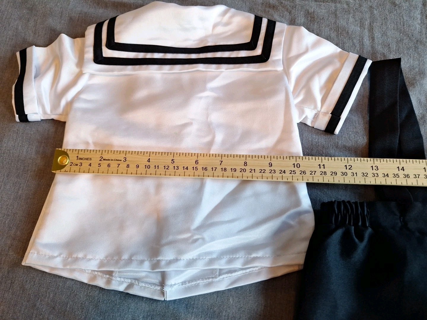 Toddler Boys 2 Pc Sailor Suit Navy Blue Shorts And White Satin Look Shirt Sz M