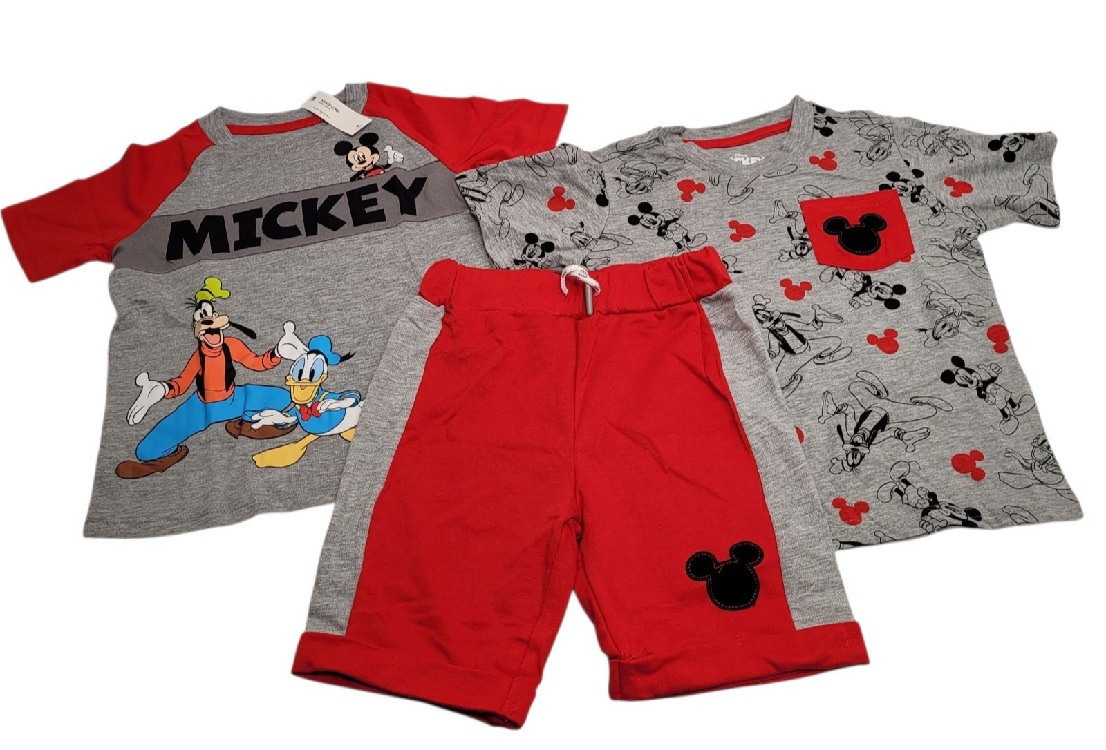 Disney and Friends Boy’s 3 Piece Short and T-Shirt Set (Mickey Mouse Size 5)