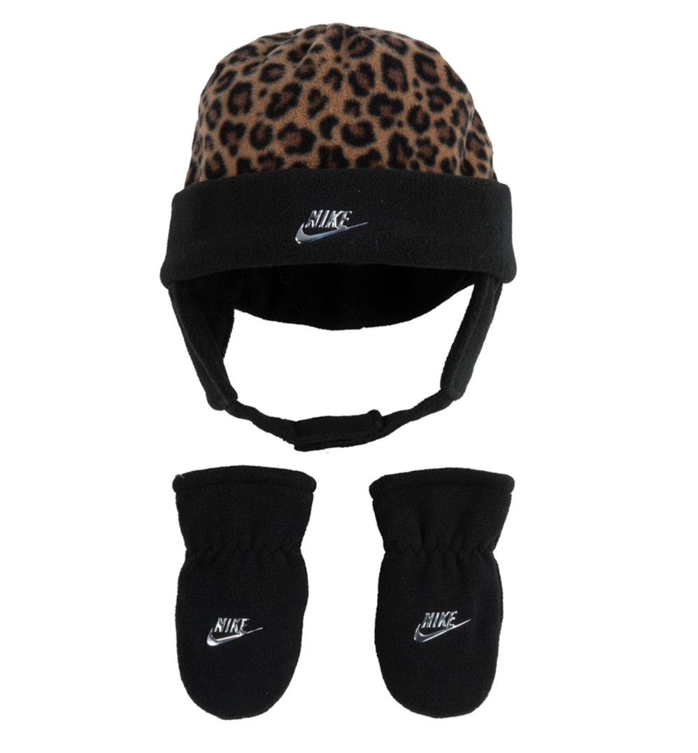 Nike Kids Girls Glove Hat Winter Set Black Brown Size 2 – 4 YRS New