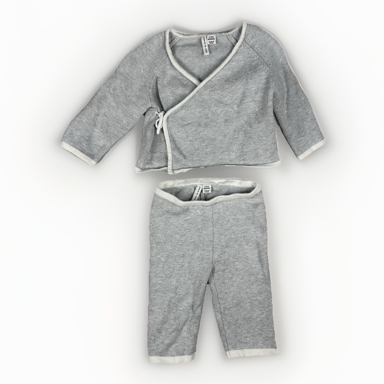 Janie And Jack Two Piece Grey Sweater Kimono Size 3-6 Months Cotton Blend