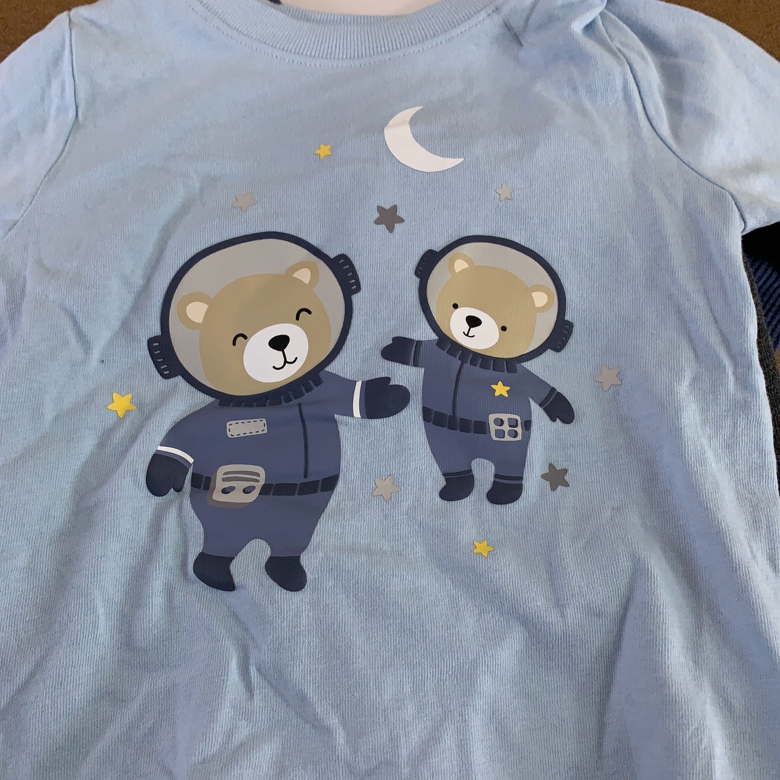 Koala Kids Baby Size 12 Months Blue Astronaut Bears 4 Piece Pant Set NWT *Flaw