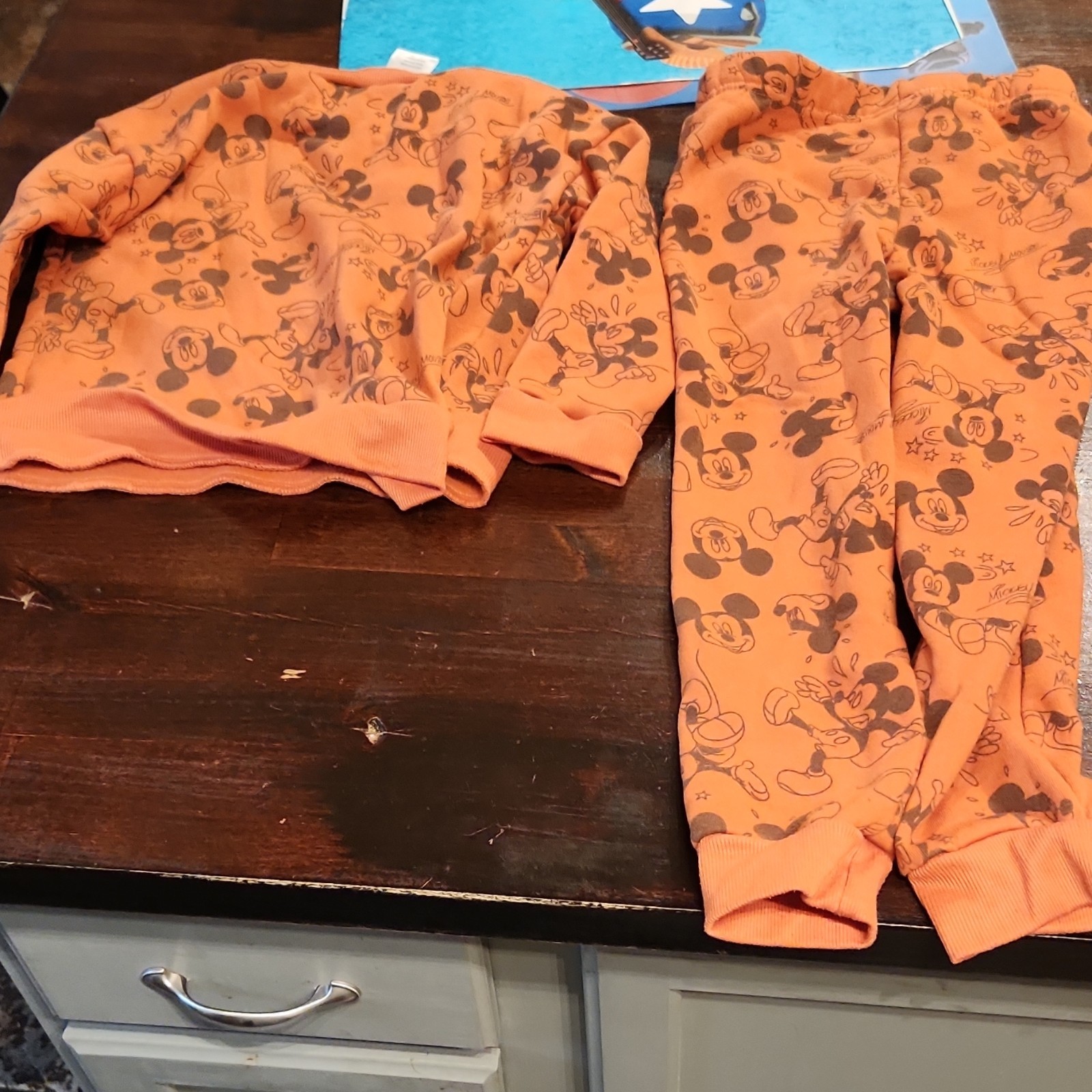 Disney Mickey Mouse Orange Sweatshirt & Pants Set Size 5 Polyester RN 16435