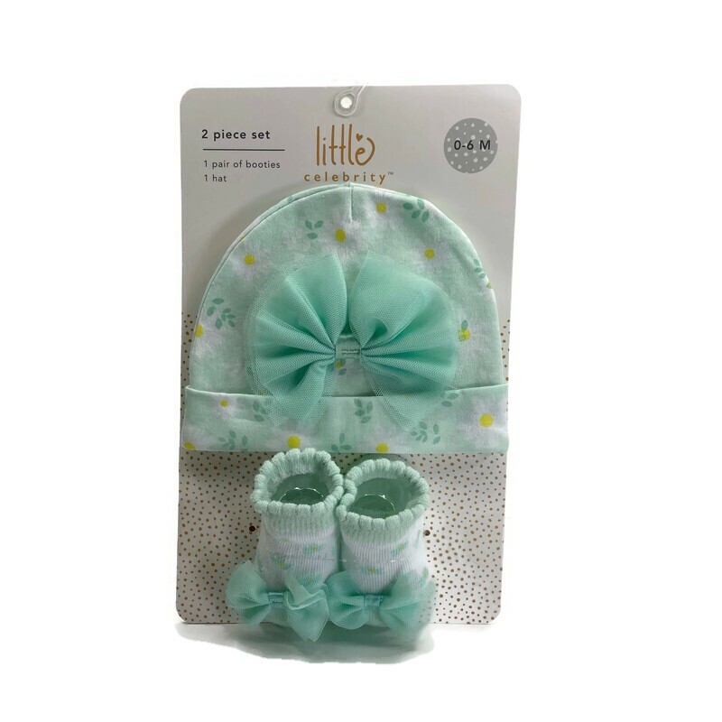 Little Celebrity 2 Piece 0-6 M Booties And Hat Lily Green