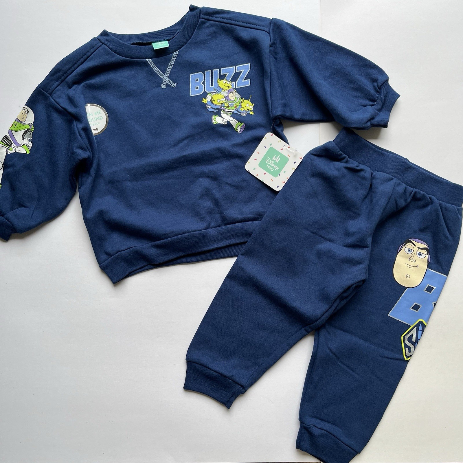 Disney Baby Boy Buzz Lightyear 2 Piece Outfit Set 18M Blue Sweatshirt Sweatpant