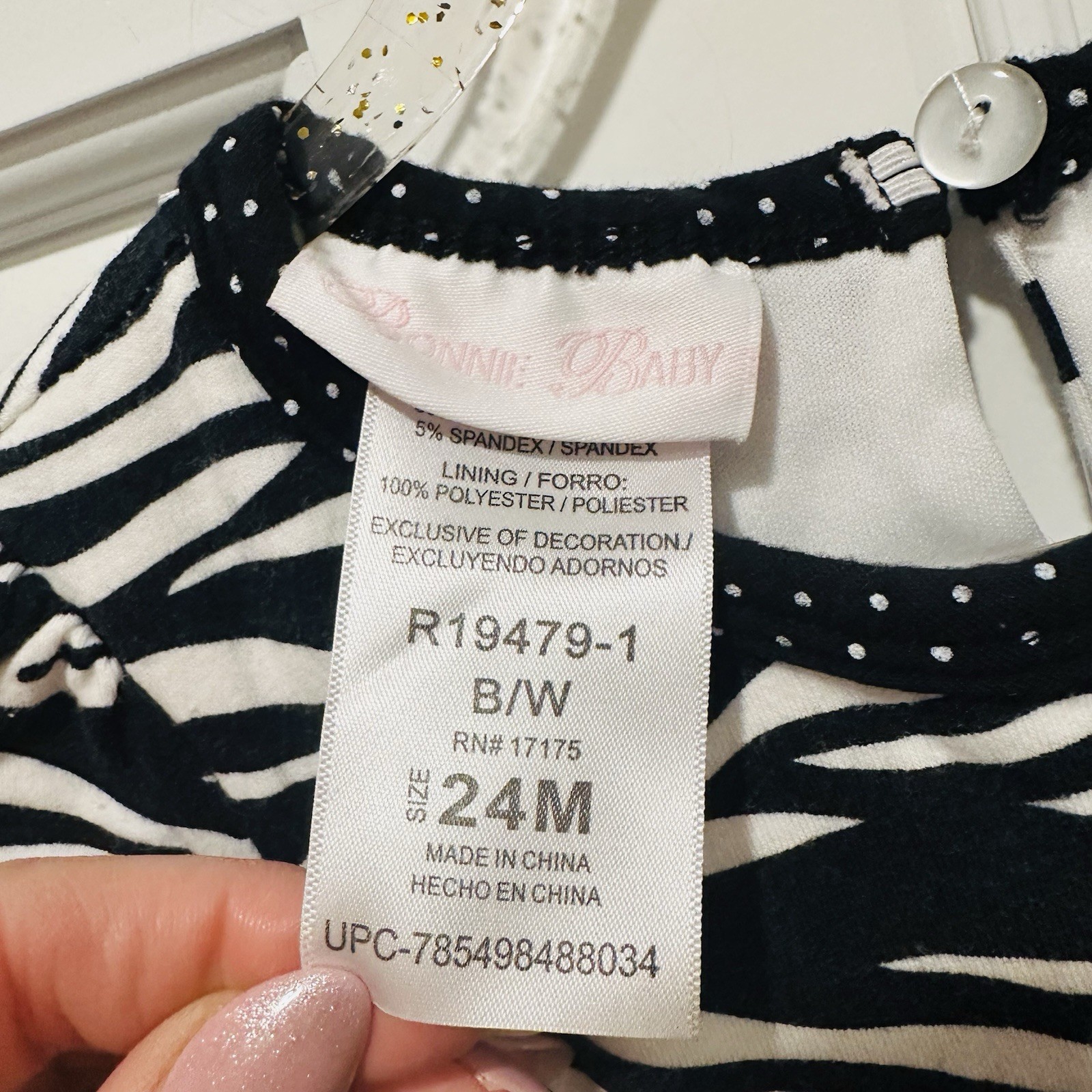 Bonnie Baby Black and White Zebra Bubble Tunic with Yellow Floral Accents Sz 24M
