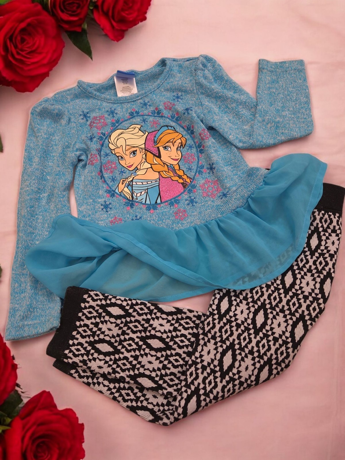 *0512 Frozen Matched Sweater Outfit Girls 4T