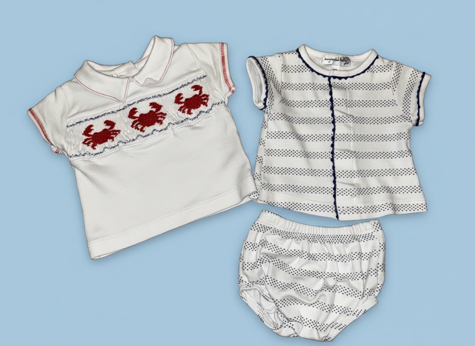 Magnolia Baby 3-piece smocked pima bloomer set EUC NB