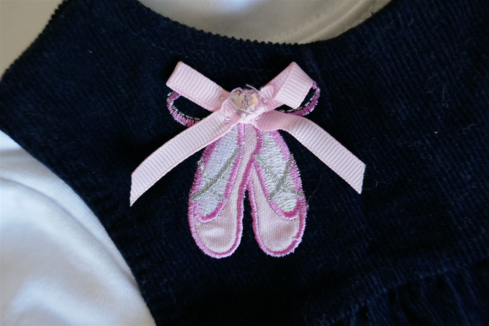 NWT Navy Corduroy Jumper Dress+White LS Bodysuit 9m Pink Ballet Shoes Tiara Wand