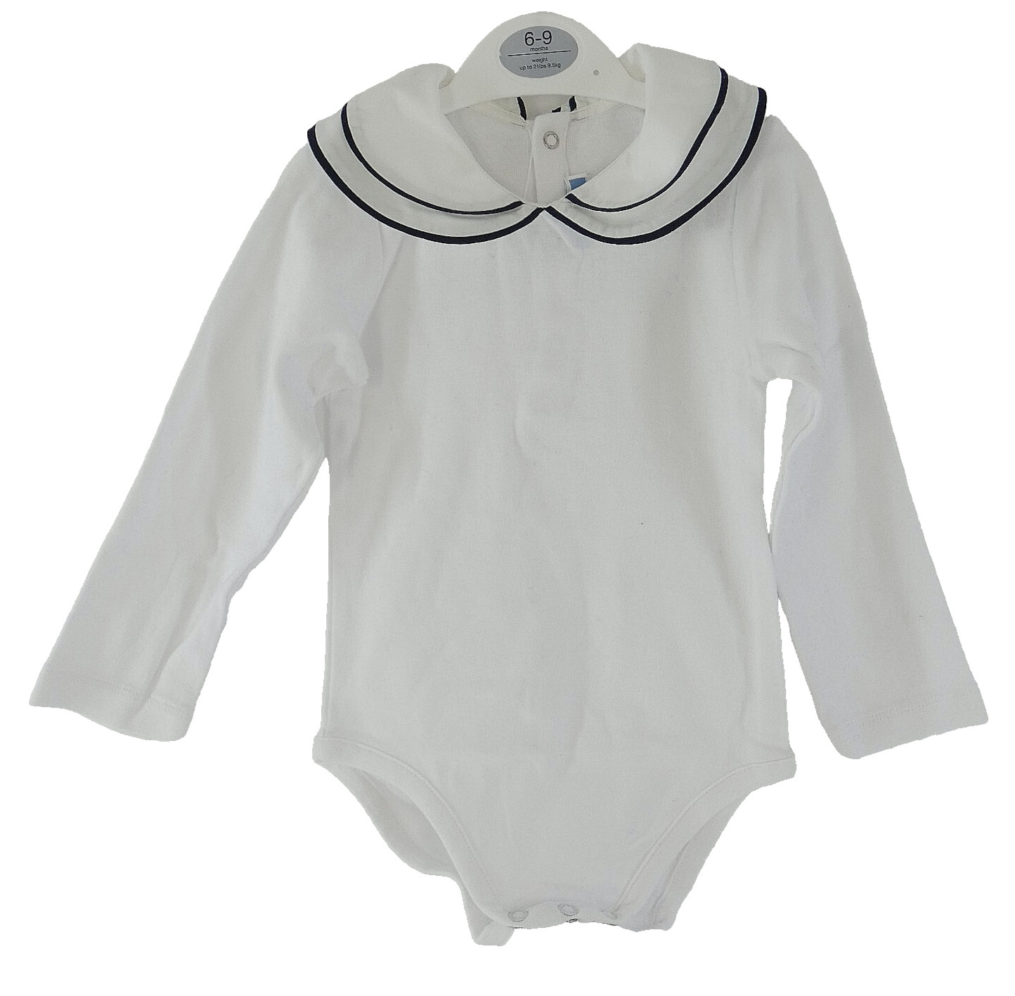Jacadi Paris Sailor Bodysuit 2 Yrs 24M 88cm White Peter Pan Collar Nautical