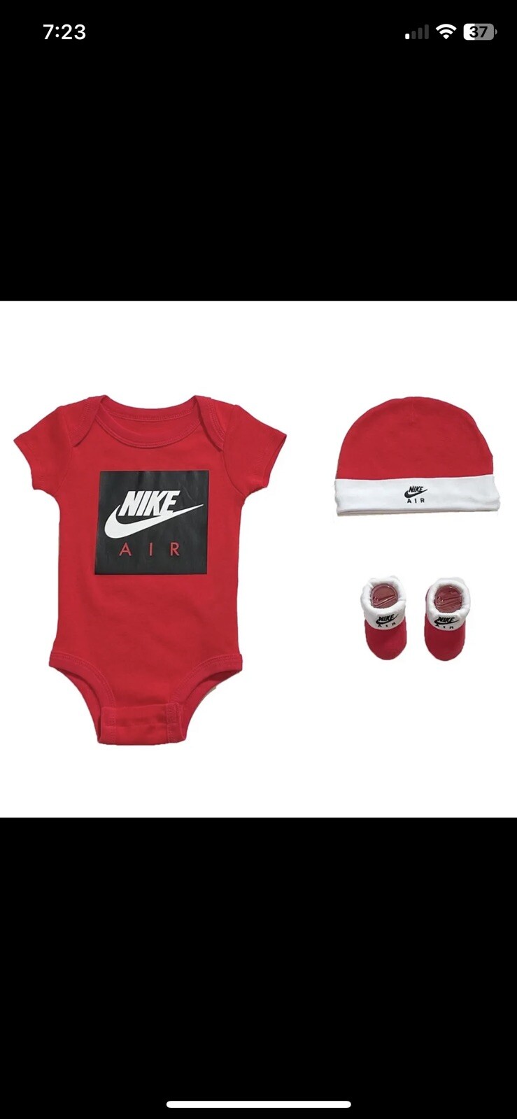 Nike Baby Boy 3 Piece Set- Red / Black – White – Size 0-6 Months – NEW
