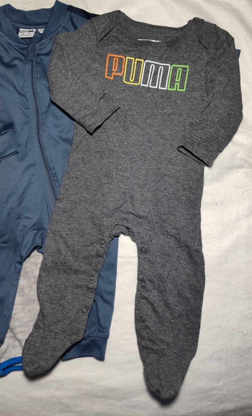 Puma Baby Boy 6 9 Mos Outfit Lot 3pc Fleece Hooded Bunting Jogger 1pc Romper
